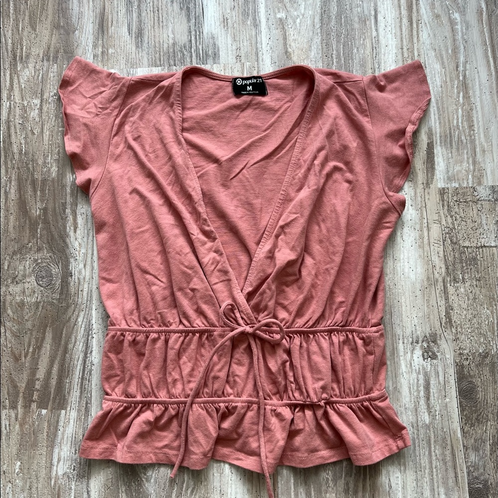 Pink scrunched crop top